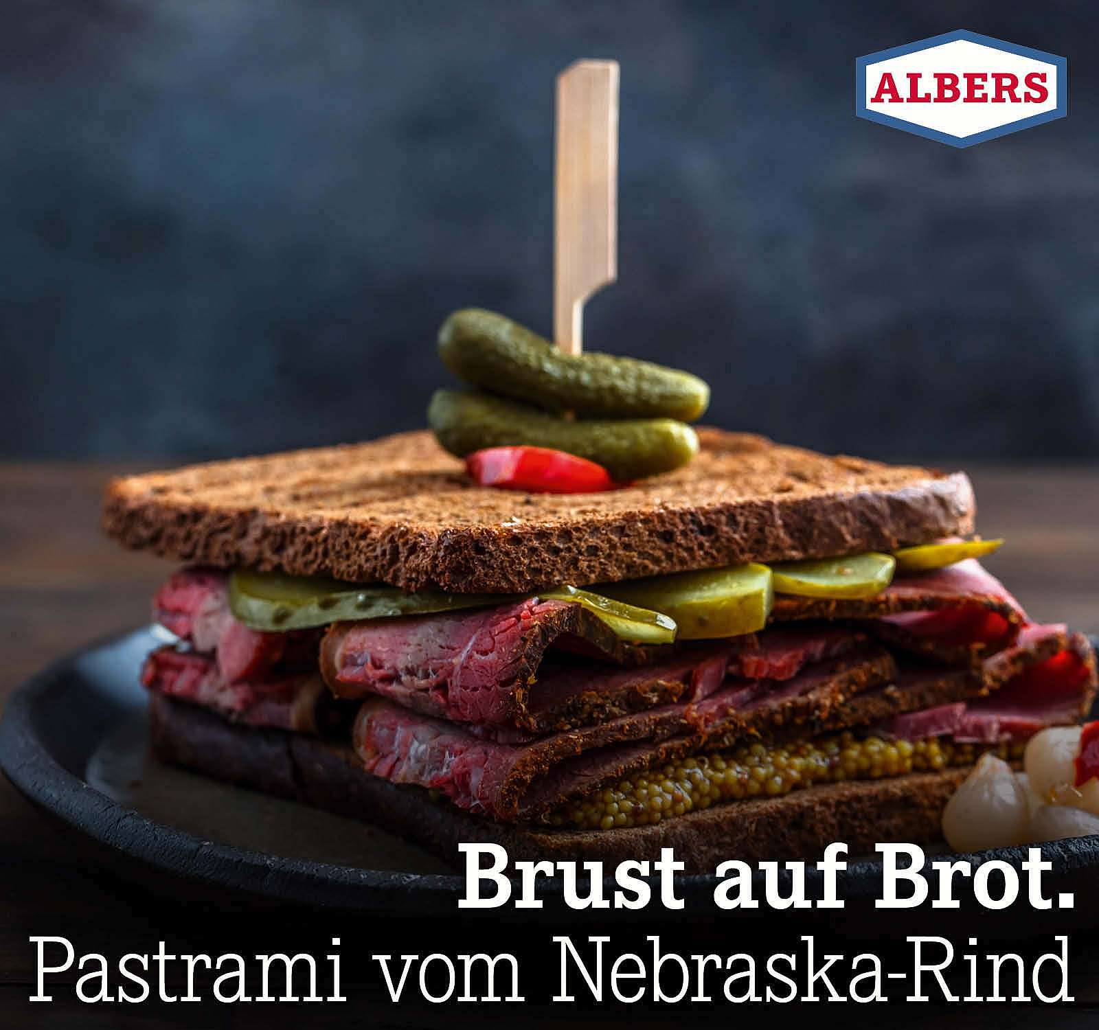 Brust auf Brot. Pastrami vom Nebraska-Rind