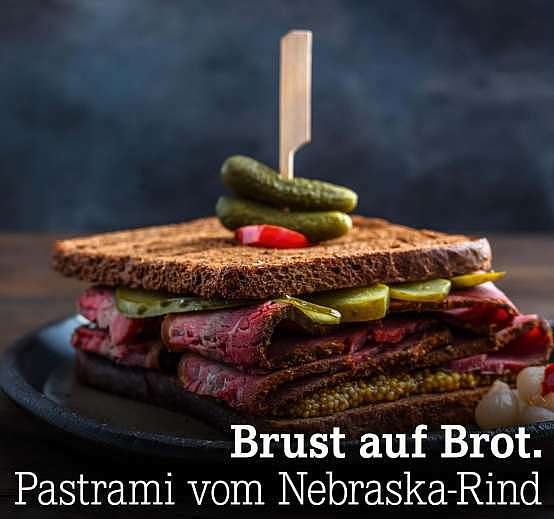 Brust auf Brot. Pastrami vom Nebraska-Rind