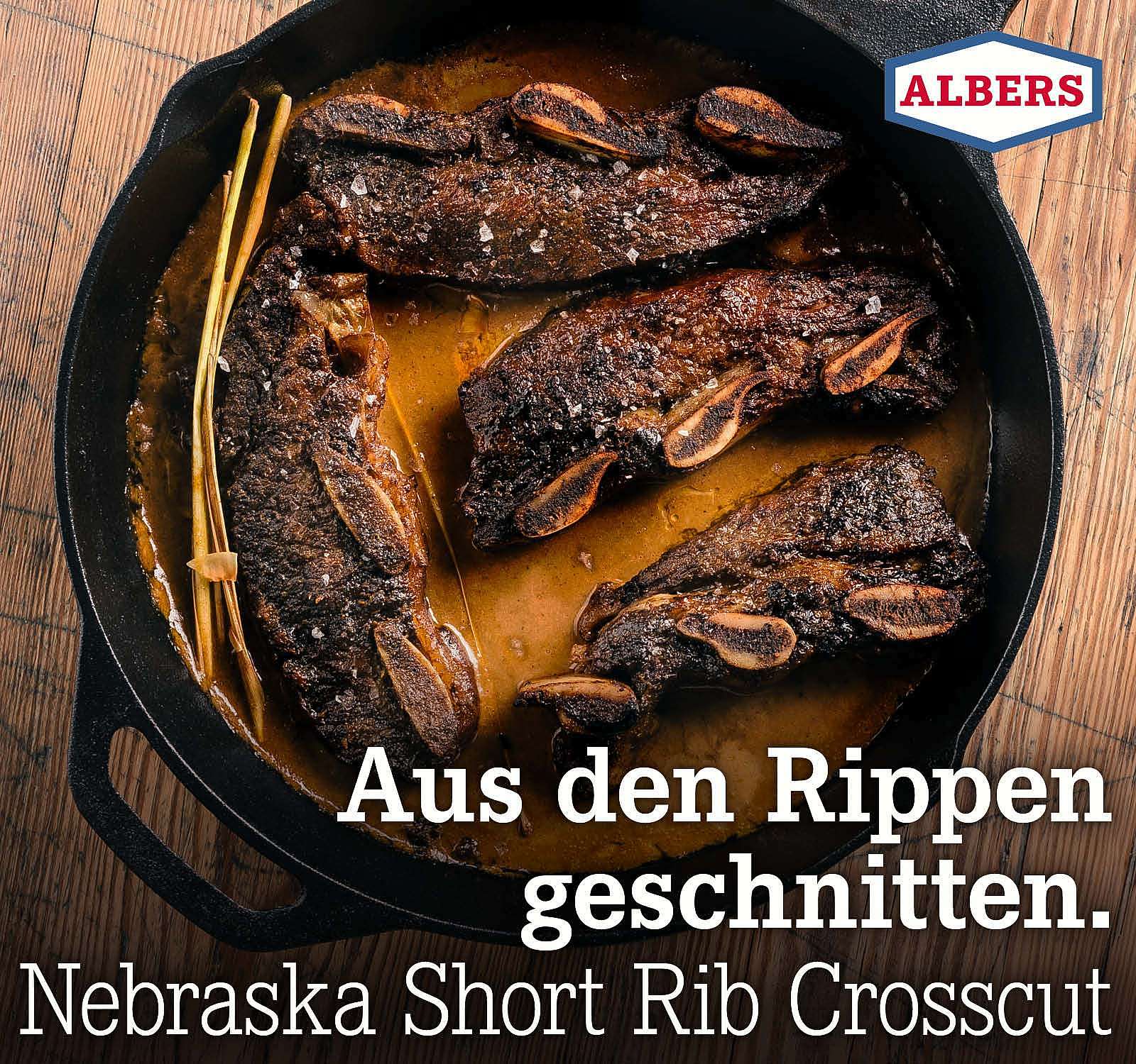 Aus den Rippen geschnitten. Nebraska Rib Short Rib Crosscut