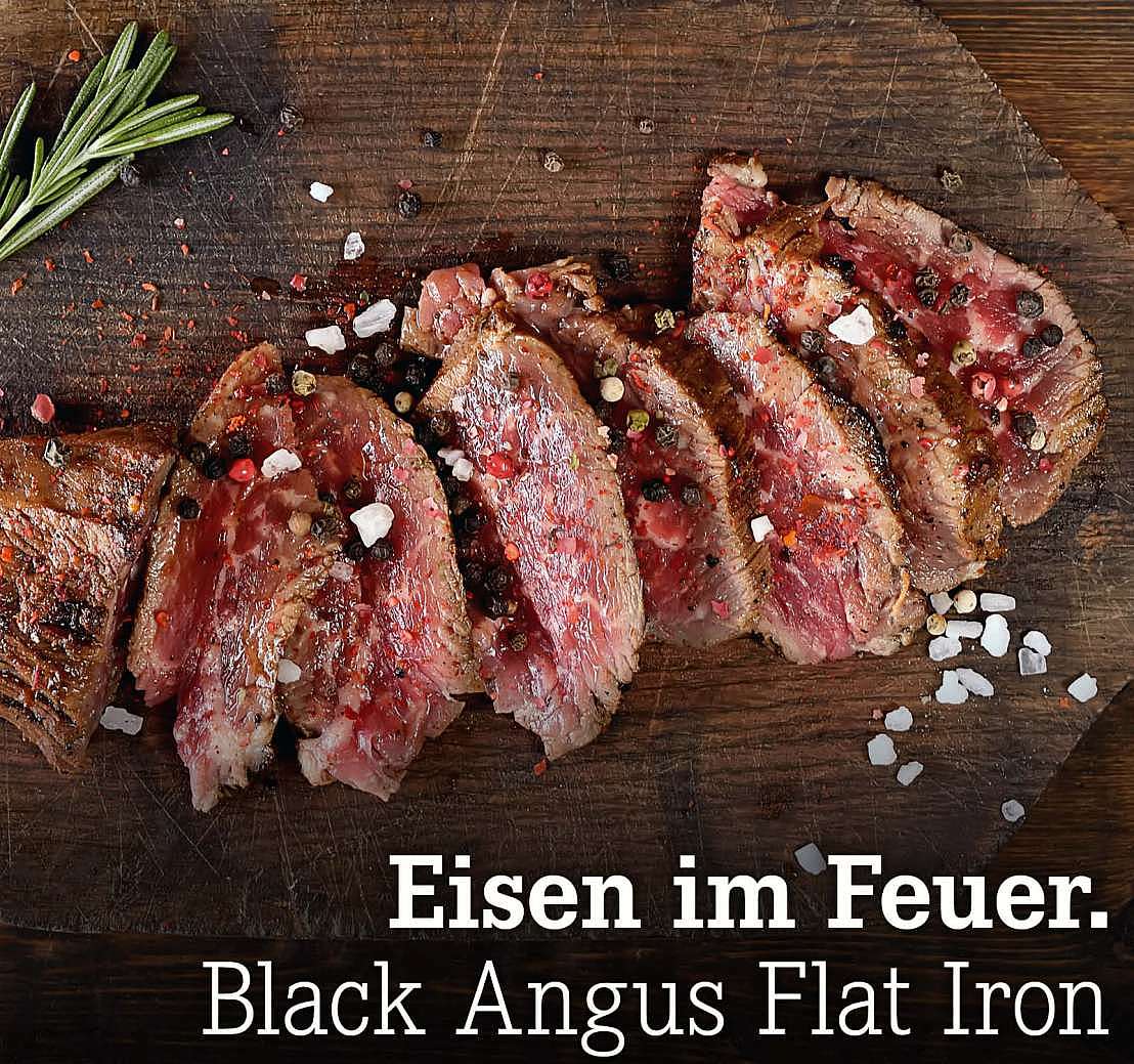 Eisen im Feuer. Black Angus Flat Iron