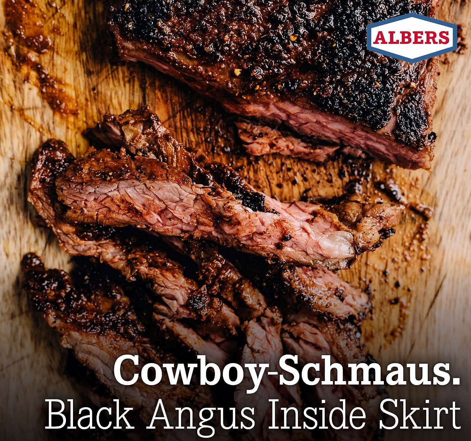 Cowboy-Schmaus. Black Angus Inside Skirt
