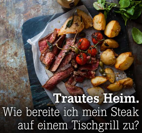 Wie bereite ich mein Steak auf einem Tischgrill zu?